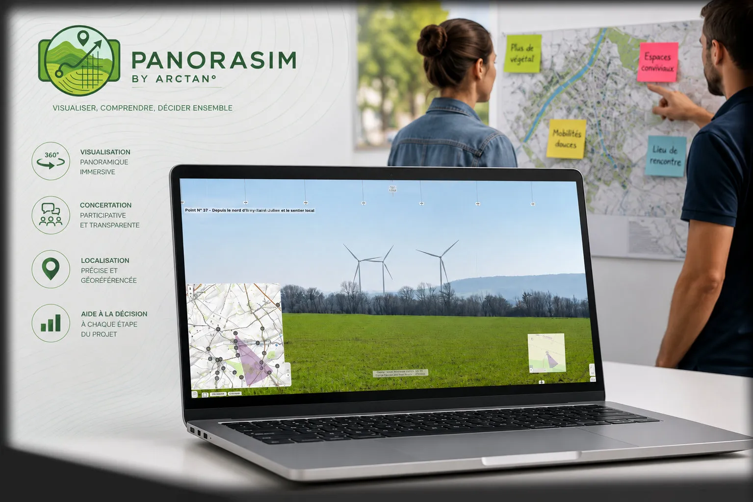 Visite virtuelle de photomontages avec carte interactive
