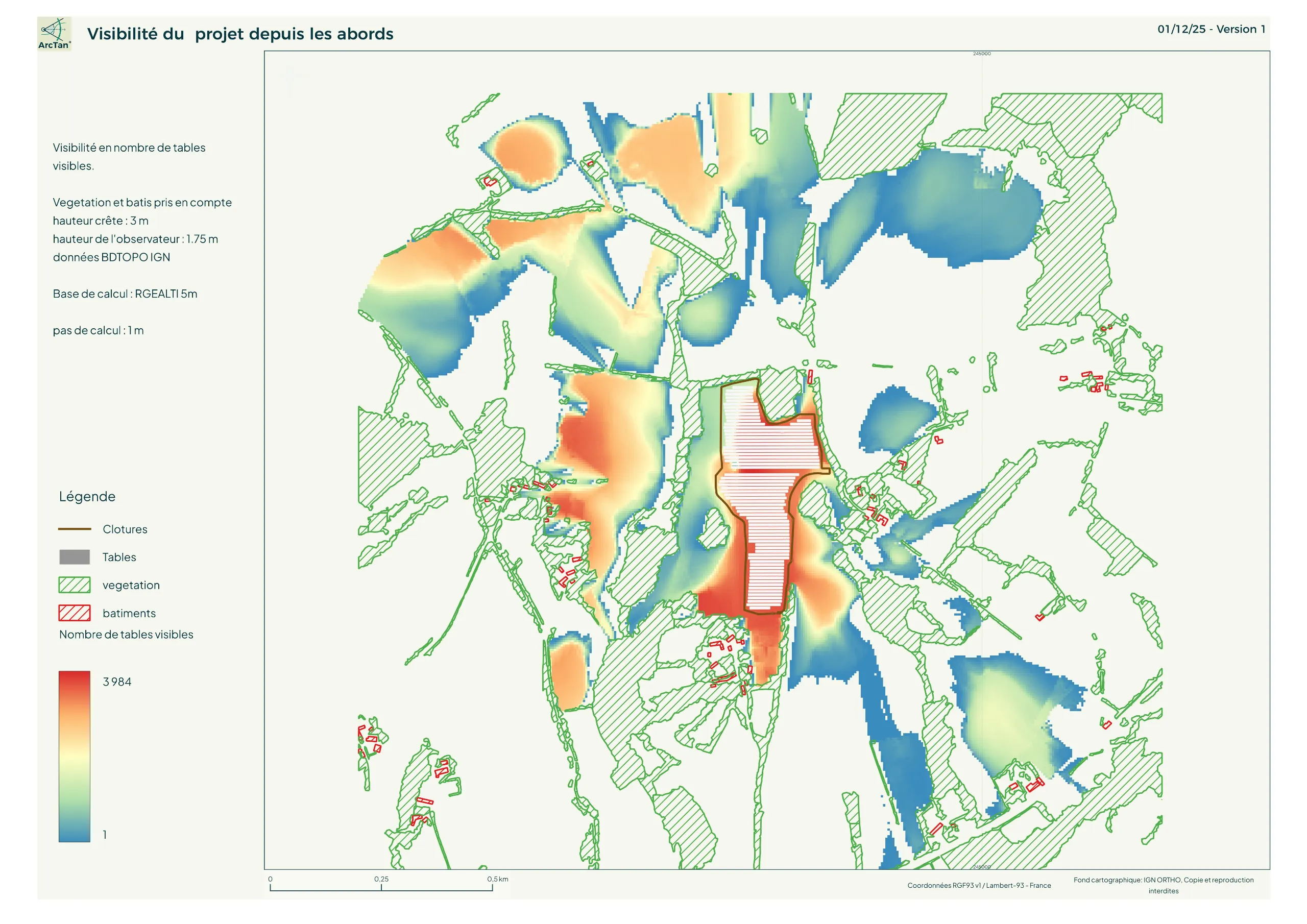 Cartographie de zone d'influence visuelle de projet photovoltaïque